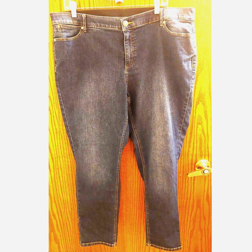 CJ Banks Jeans Womens 18W Petite Dark Wash Straight Comfort Stretch Denim